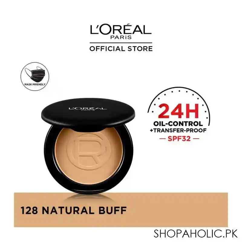 l'oreal paris infallible 24h oil killer high coverage powder, 128 natural buff main image