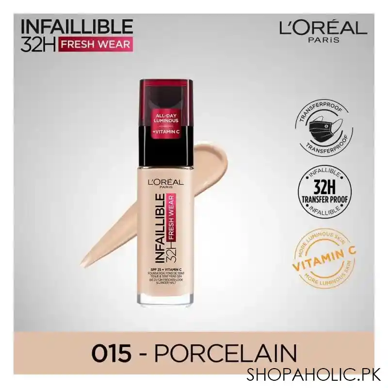 l'oreal paris infallible 24h stay fresh foundation, 015 porcelain image2