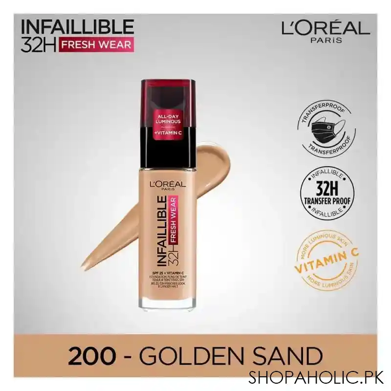 l'oreal paris infallible 32h stay fresh foundation, 200 golden sand main image