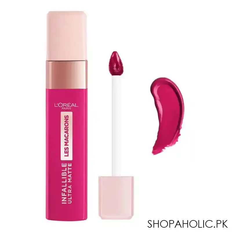 l'oreal paris les macarons ultra matte liquid lipstick, 838 berry cherie main image