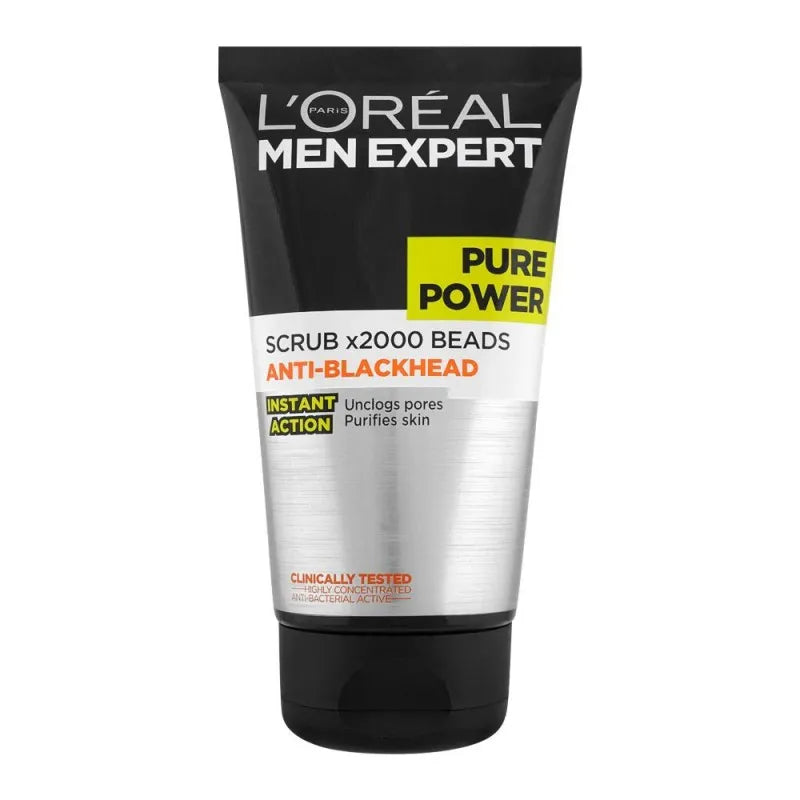 l'oreal paris men expert pure power anti blackhead x2000 beads scrub, 150ml main image