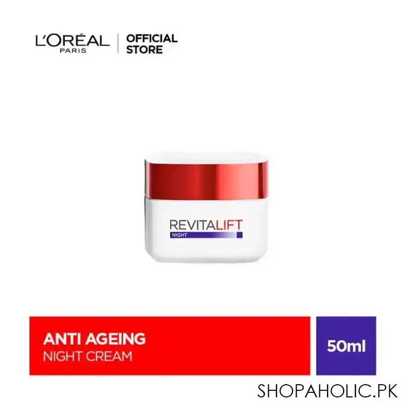 l'oreal paris revitalift moisturizing night cream, anti wrinkle cream, intense action, 50ml main image