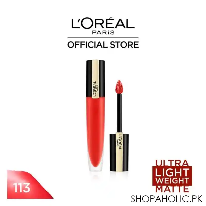 l'oreal paris rouge signature matte liquid lipstick, 113, i don't main image