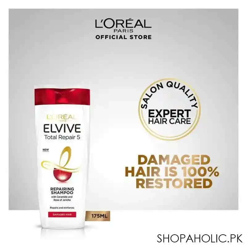 l'oreal paris total repair 5 repairing shampoo, for damaged hair, 175ml main image