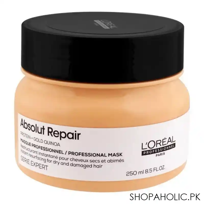 l'oreal serie expert protein+gold quinoa absolut repair dry & damage hair masque, 250ml image7