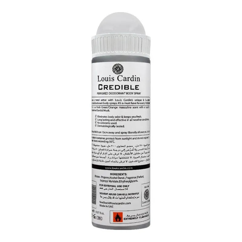 louis cardin credible homme deodorant spray, for men, 200ml image2