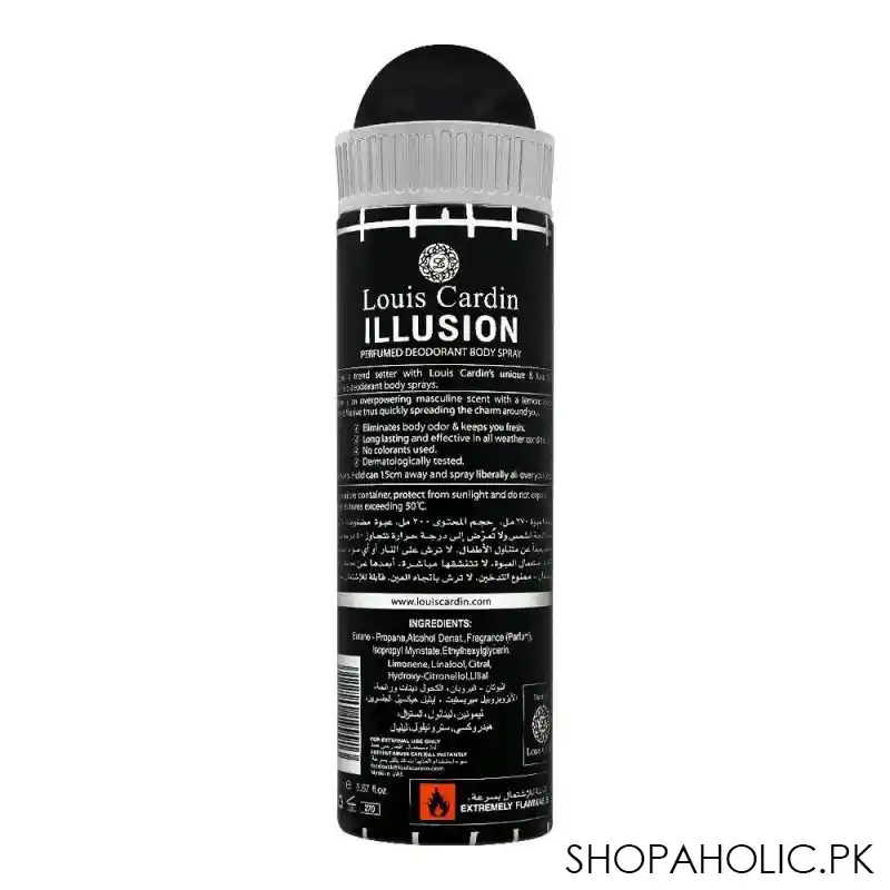 louis cardin illusion homme deodorant spray, for men, 200ml image2