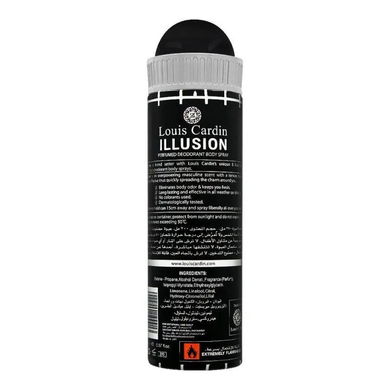 louis cardin illusion homme deodorant spray, for men, 200ml image2