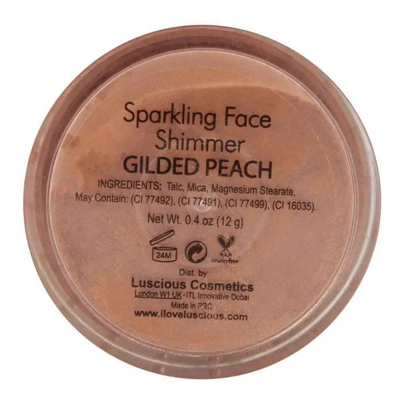 luscious cosmetics sparkling face shimmer, gilded peach image2