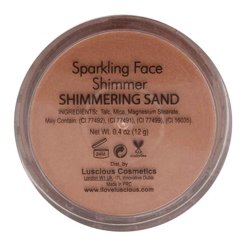 luscious cosmetics sparkling face shimmer, shimmering sand image2