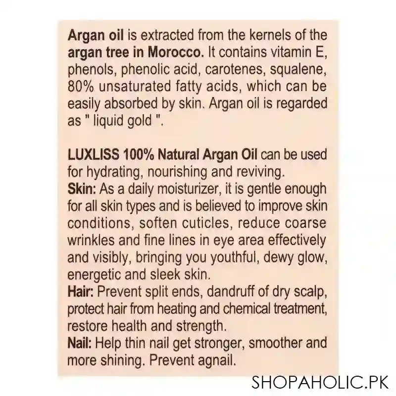 luxliss beaver 100% natural argan oil essence, 50ml image3