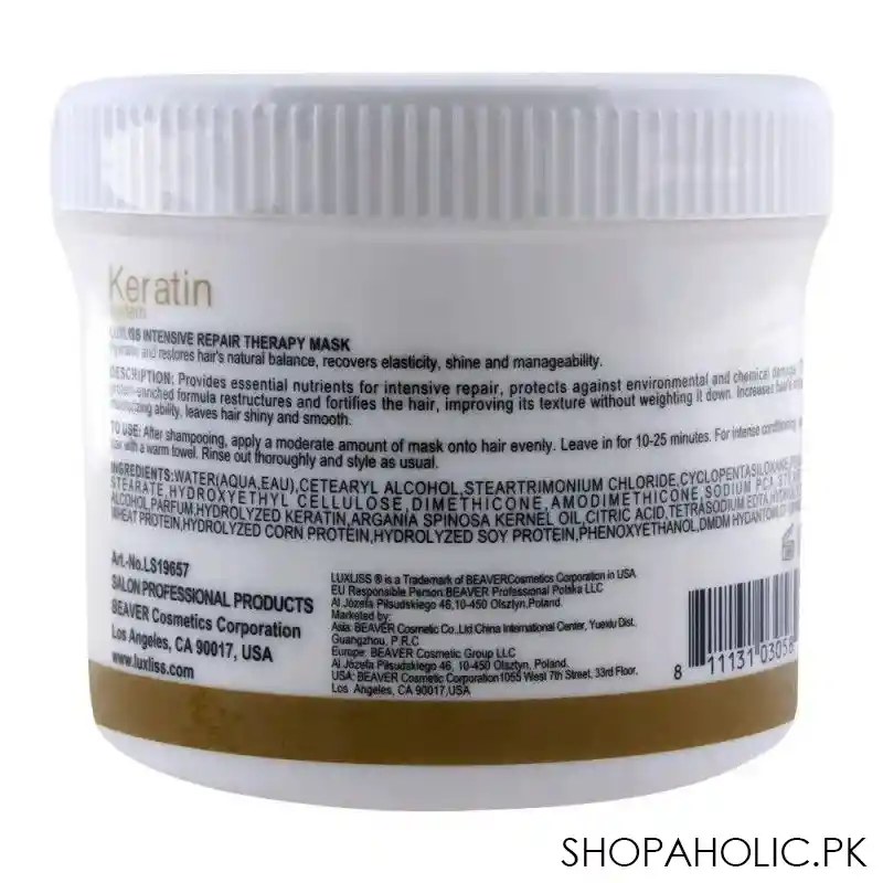 luxliss keratin system intensive repair therapy mask, 400ml image2