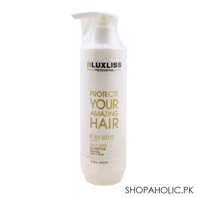 luxliss professional keratin system daily care shampoo, argan oil infused, 500ml main image