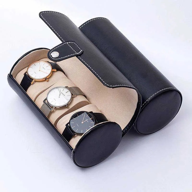 luxury 3 slots leather watch box organizer image3