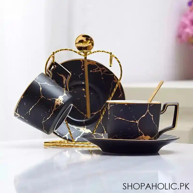 luxury marble ceramic coffee cups and saucers set main image