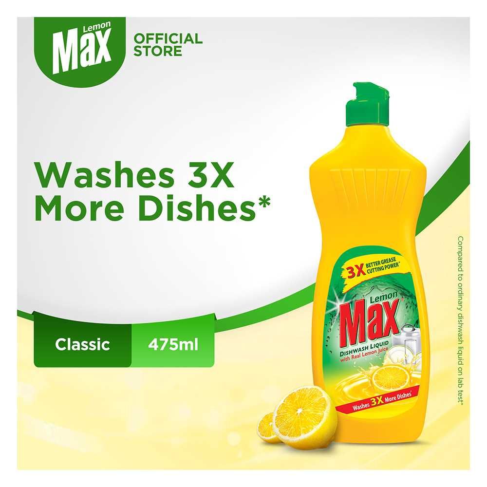 Lemon Max Dishwash Liquid Bottle, With Lemon Juice, 475ml - Main Image