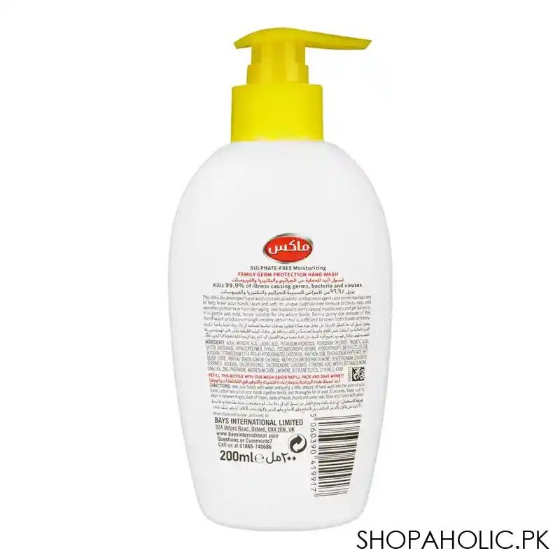 Mak's Lemon Fresh Moisturizing Germ Protection Hand Wash, Sulfate-Free, 200ml - Image 2