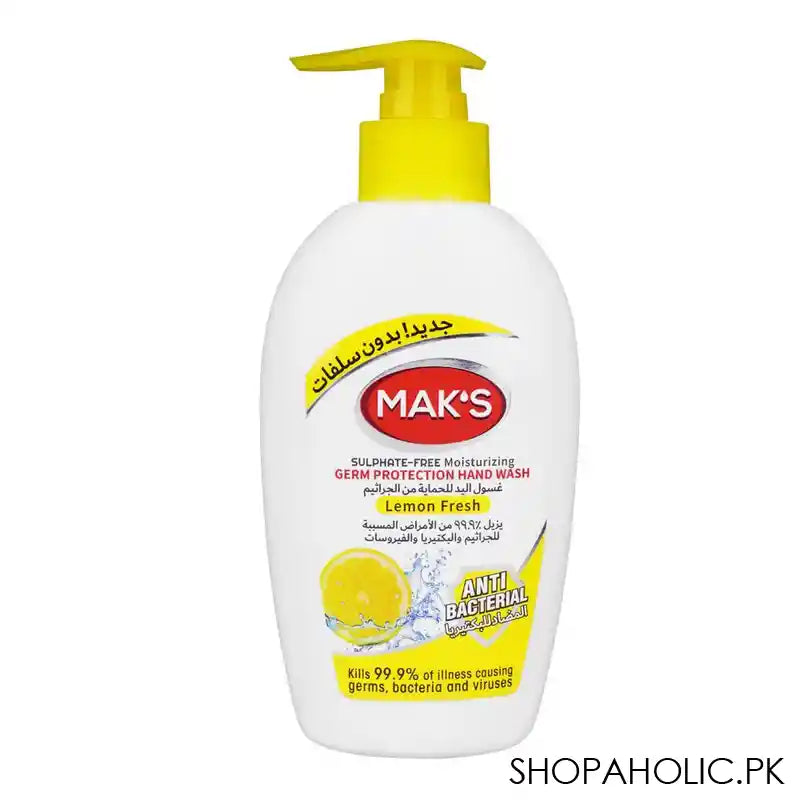 Mak's Lemon Fresh Moisturizing Germ Protection Hand Wash, Sulfate-Free, 200ml - Main Image