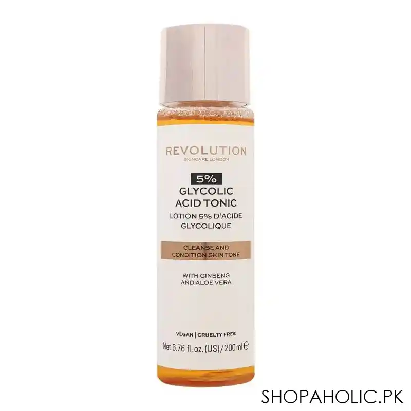 makeup revolution 5% glycolic acid tonic, with ginseng & aloe vera, 200ml main image