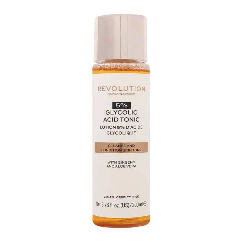 makeup revolution 5% glycolic acid tonic, with ginseng & aloe vera, 200ml main image