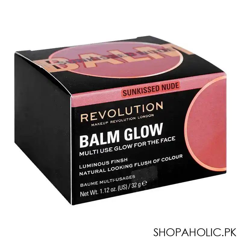 Makeup Revolution Balm Glow, Multi-Way Balm To Glaze Your Cheeks, Eyes & Lips, Vegan & Cruelty Free, 32g, Sun kissed Nude - Main Image