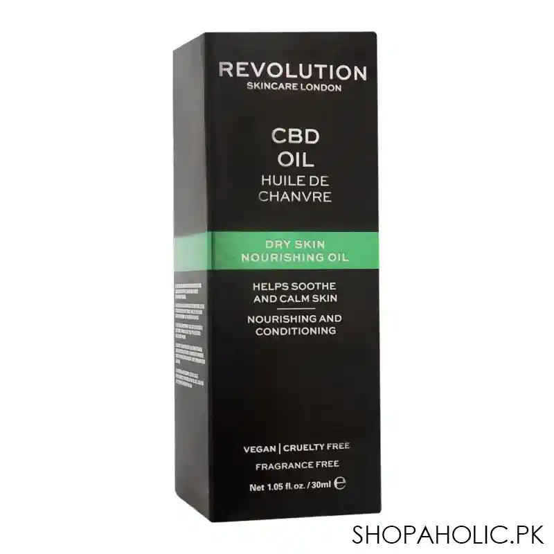 makeup revolution cbd dry skin nourishing oil, fragrance free, 30ml image2