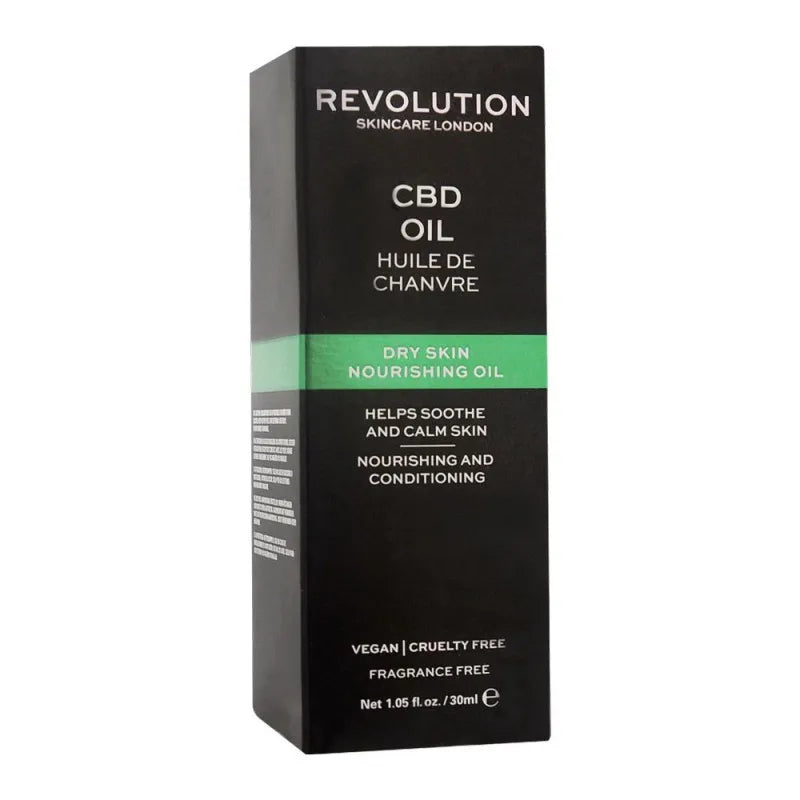 makeup revolution cbd dry skin nourishing oil, fragrance free, 30ml image2