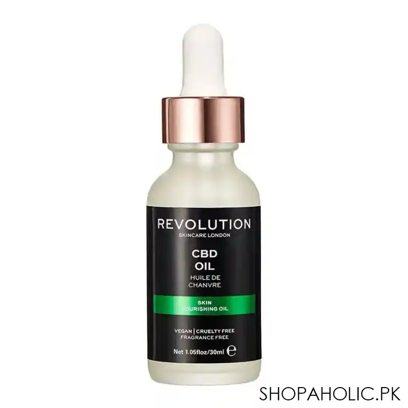 makeup revolution cbd dry skin nourishing oil, fragrance free, 30ml main image