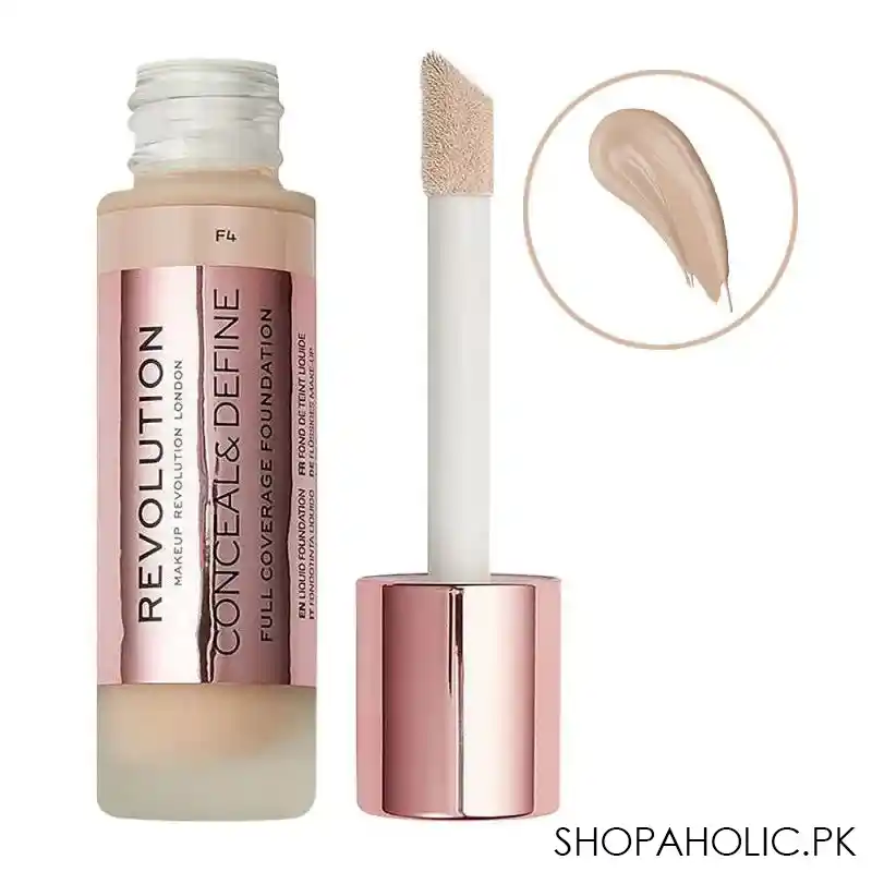 makeup revolution conceal & define full coverage foundation, f4 image2