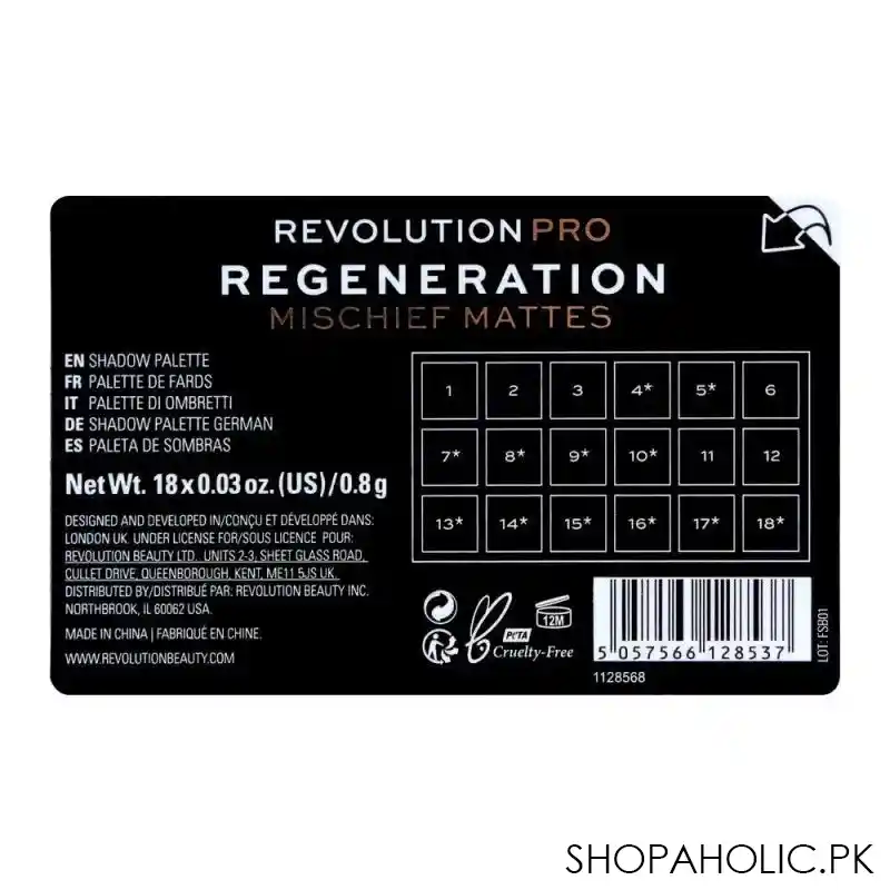 makeup revolution pro regeneration eyeshadow palette, mischief mattes, 18 shades image4