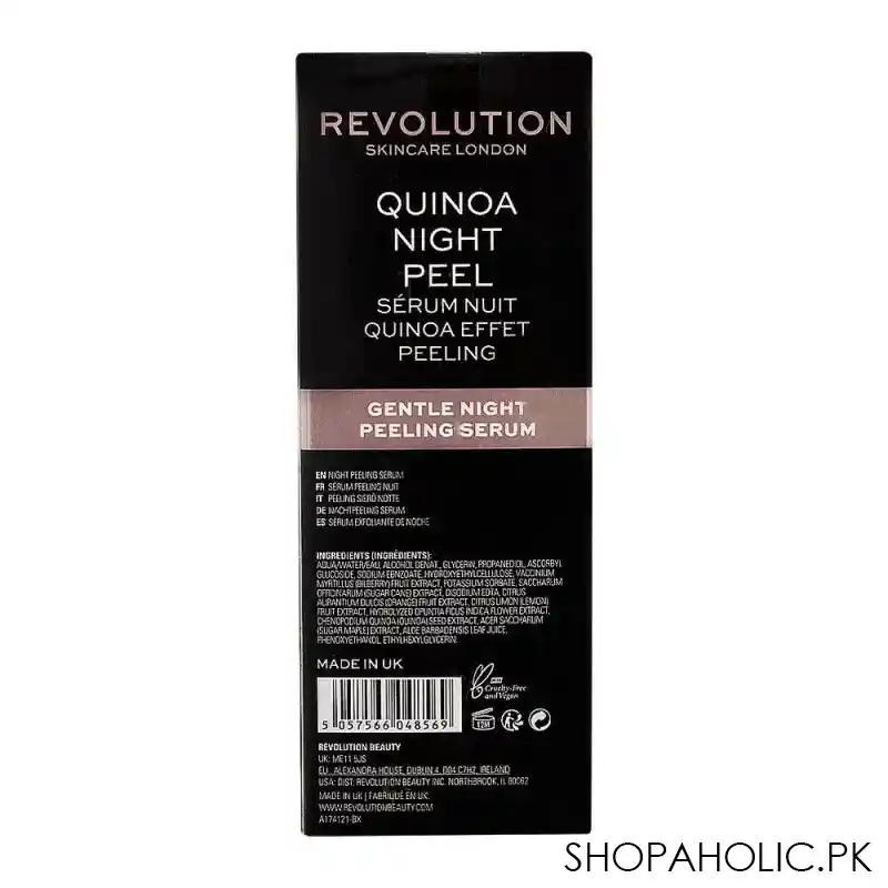 makeup revolution quinoa gentle night peeling serum, fragrance free, 30ml image3