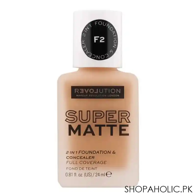 makeup revolution relove super matte 2 in 1 foundation & concealer, f10.5 main image