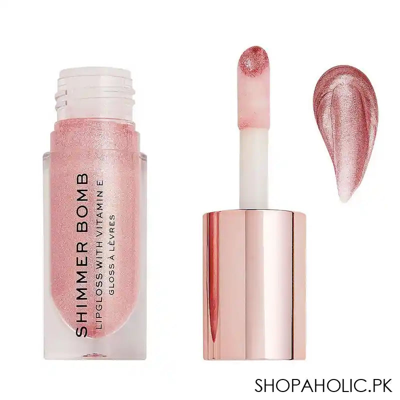 Makeup Revolution Shimmer Bomb Lip Gloss, Glimmer Nude - Main Image