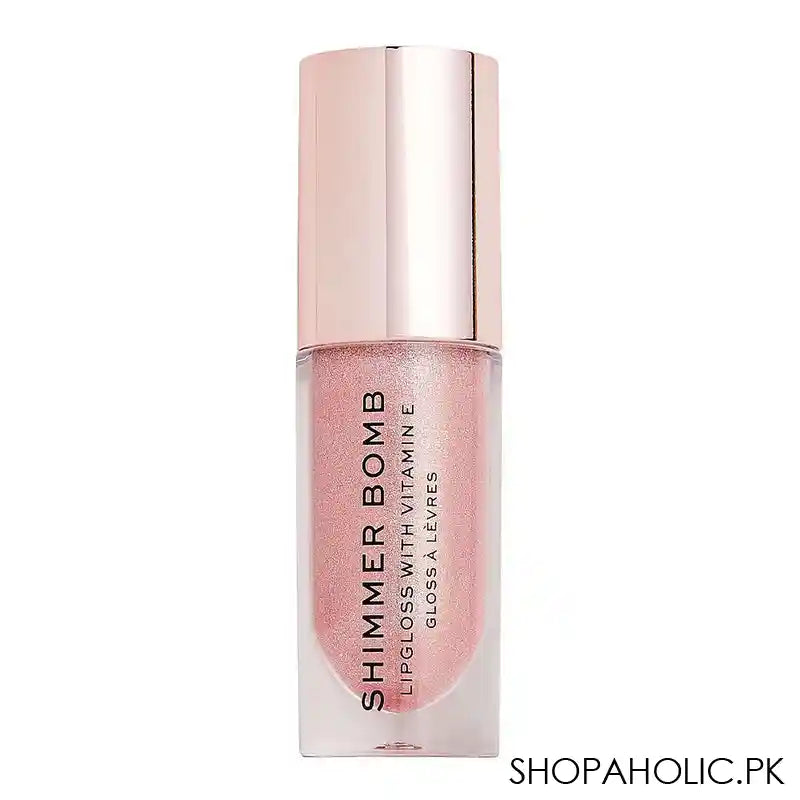 Makeup Revolution Shimmer Bomb Lip Gloss, Glimmer Nude - Image 4