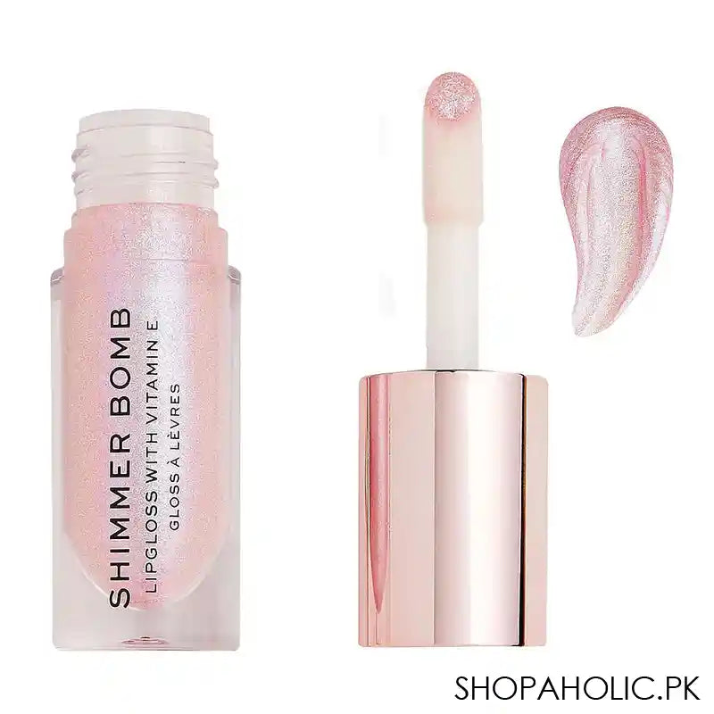 Makeup Revolution Shimmer Bomb Lip Gloss, Sparkle Pink - Main Image