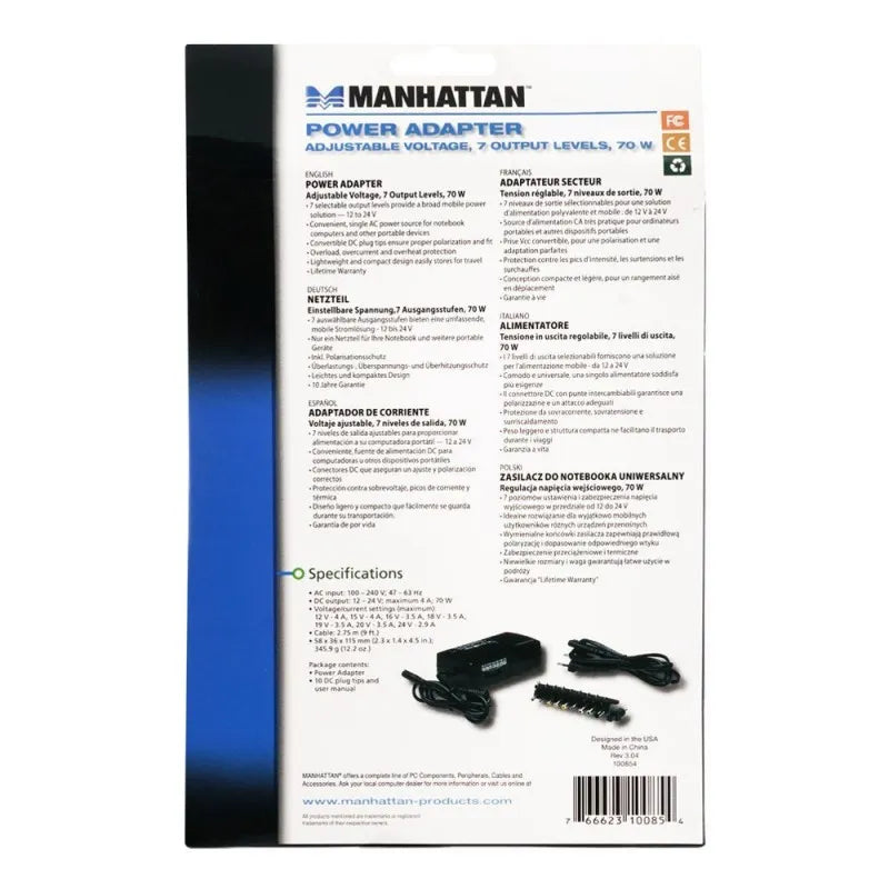 manhattan adjustable voltage power adapter 70w, 100854 image5