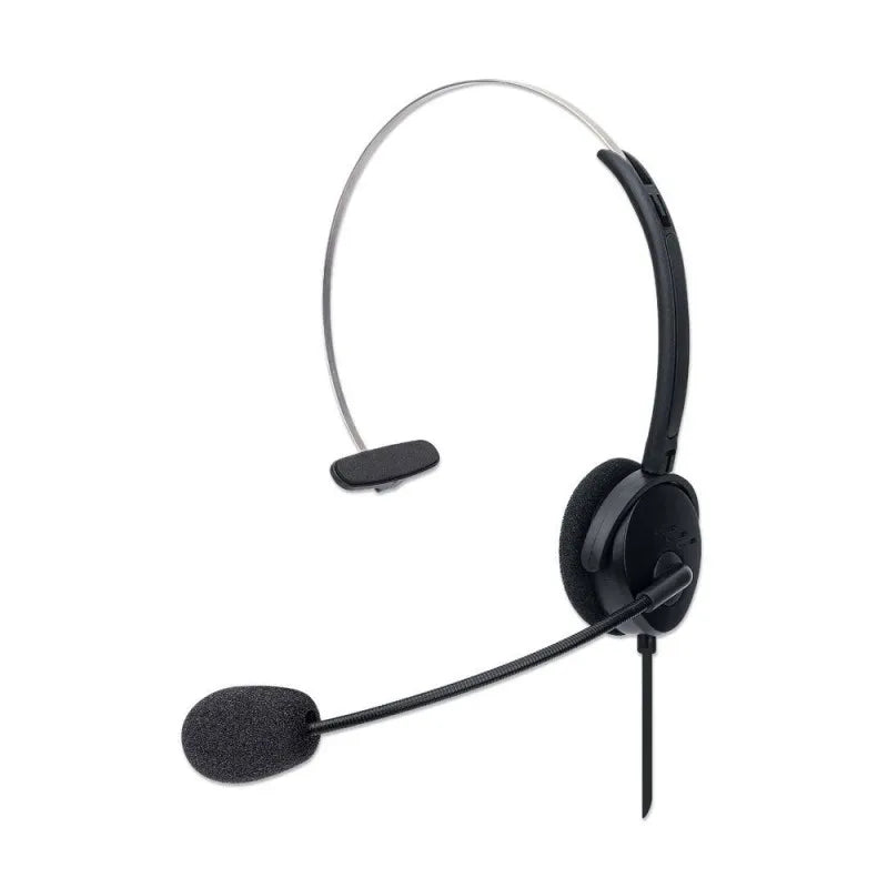 manhattan mono usb headset, adjustable headband, flexible boom mic, black, 179867 main image