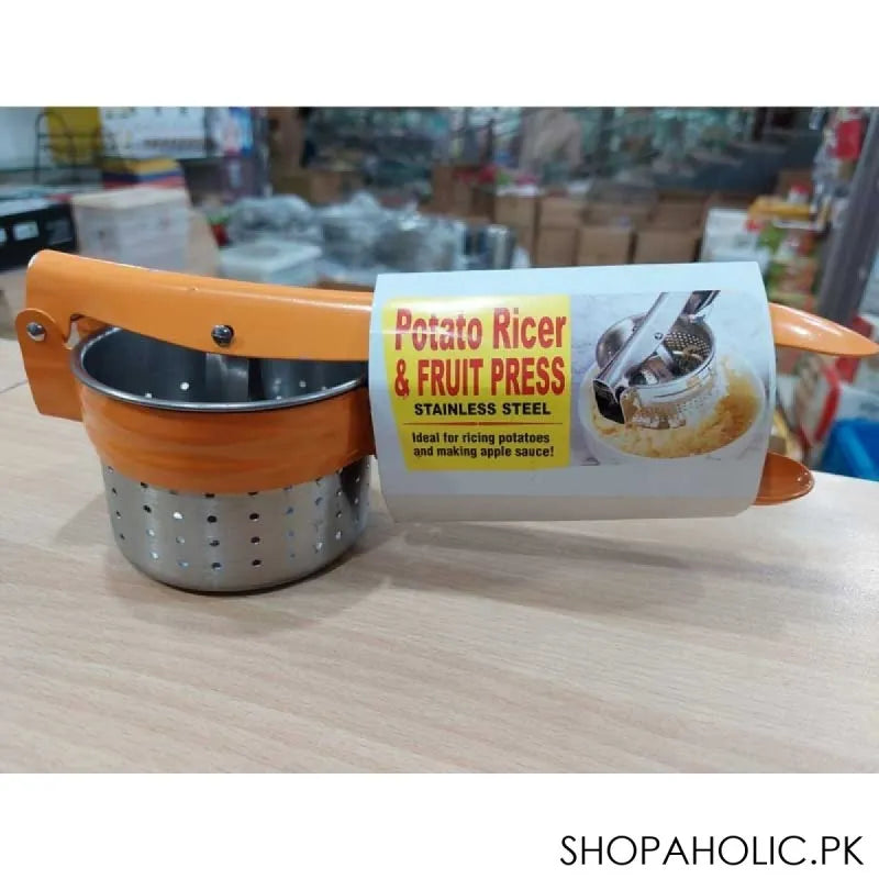 manual stainless steel potato ricer masher and fruit press squeezer image4