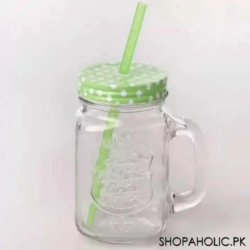 mason glass jar with straw mocktail image2