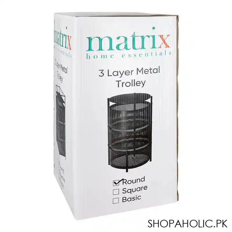 Matrix Premium Round 3 Layer Metal Trolley - Image 2