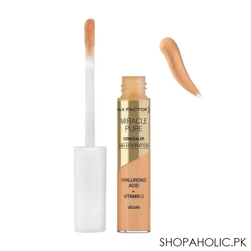 max factor miracle pure 24 hours hydration hyaluronic acid + vitamin c vegan concealer, 03, 7.8ml main image