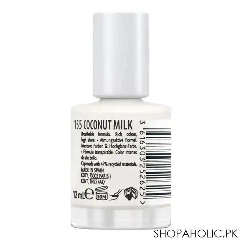 max factor miracle pure plant based & vegan nail polish 12ml, 155, coconut milk image2