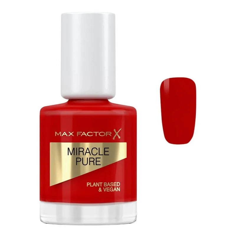 max factor miracle pure plant based & vegan nail polish 12ml, 305, scarlet poppy main image