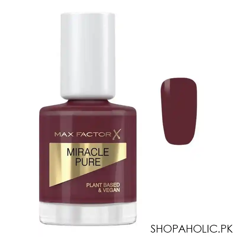 max factor miracle pure plant based & vegan nail polish 12ml, 373, regal garnet main image