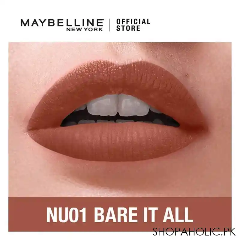 maybelline color sensational liquid matte, nu01, bare it all image2