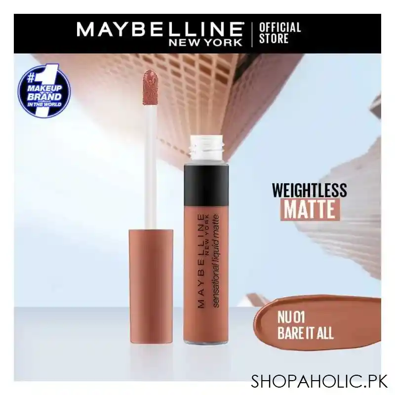 maybelline color sensational liquid matte, nu01, bare it all main image