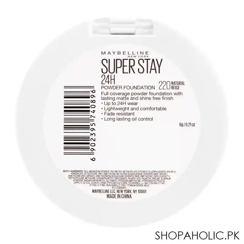 maybelline new york superstay 24h full coverage powder foundation, 220 natural beige image3