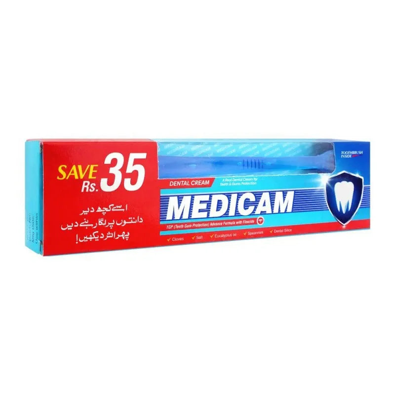 medicam dental cream 65g, toothbrush free main image