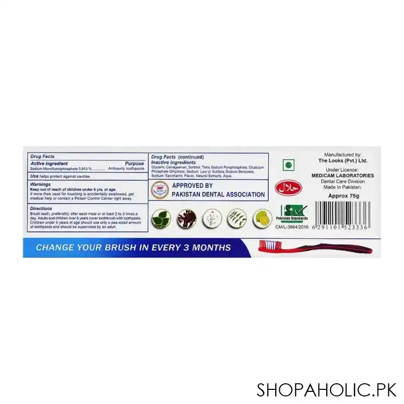 medicam herbal freshness toothpaste, 150g + toothbrush free image2