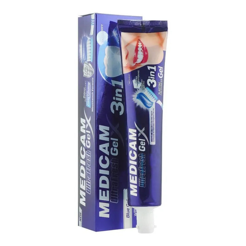 medicam ultra fresh blue gel 3 in 1 toothpaste, 125ml main image